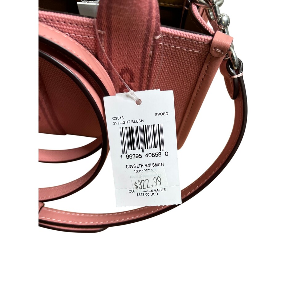 Coach Smith Mini Tote Bag Blush Pink Canvas Leather Crossbody CS618 New - Picture 8 of 13